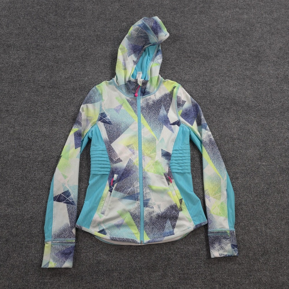 Ivivva Jacket Girls 14 Multicolor Geometric Hooded Full Zip Run Yoga Sports